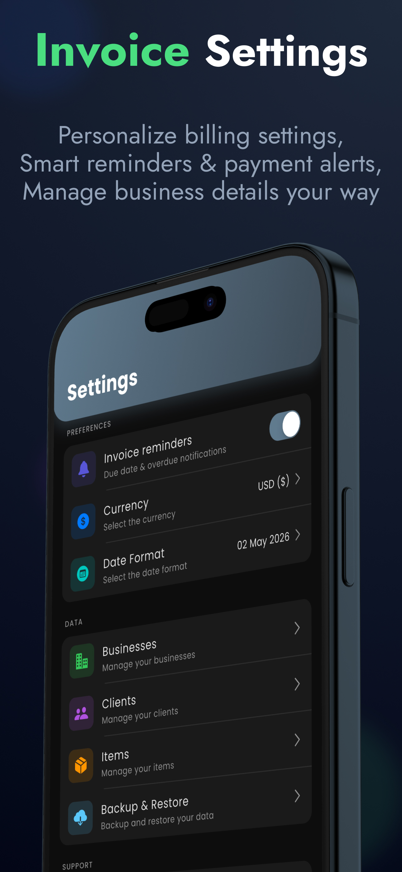 Settings and branding setup