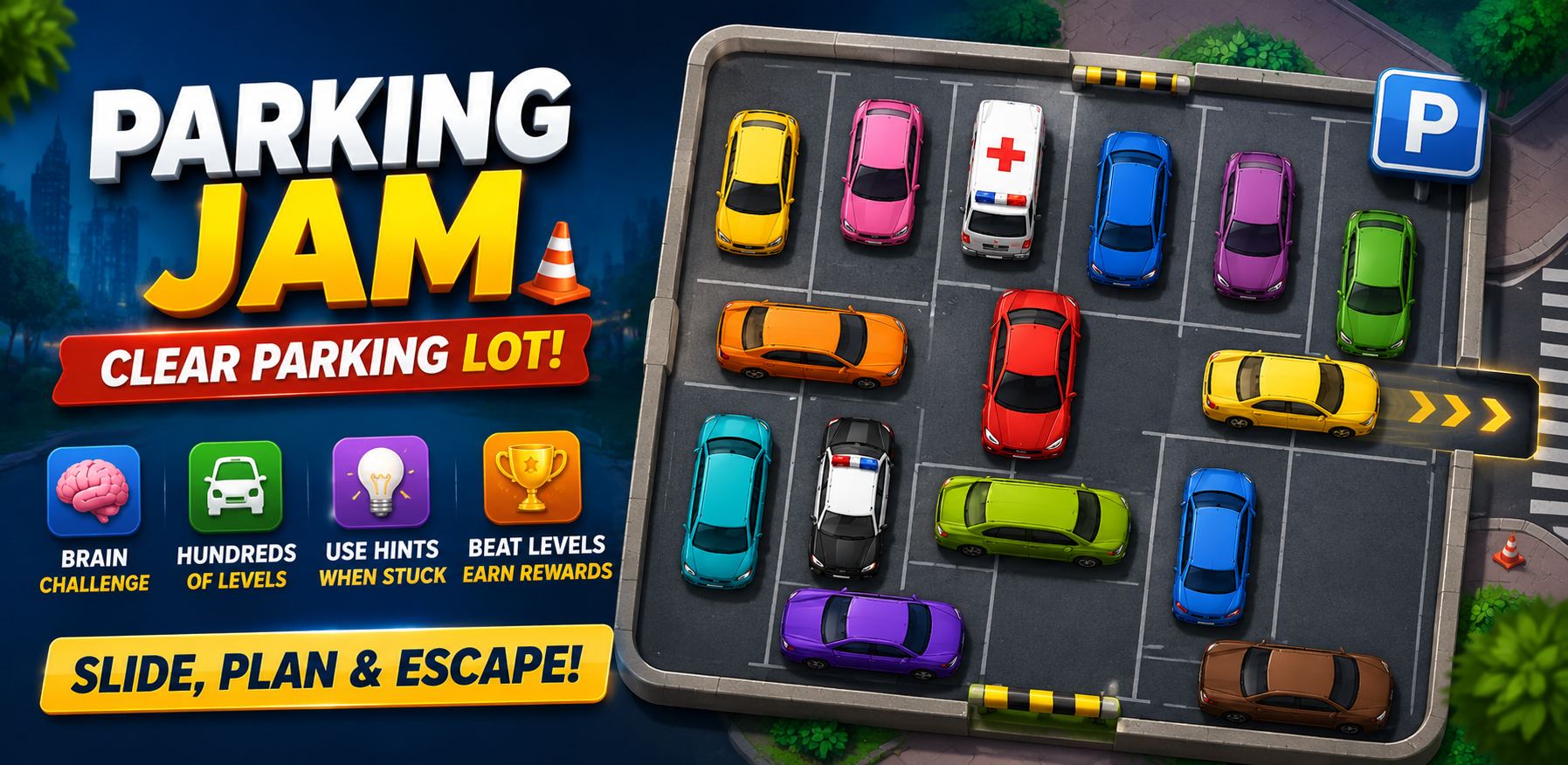 Parking Jam: Clear Parking Lot — colorful car parking puzzle gameplay